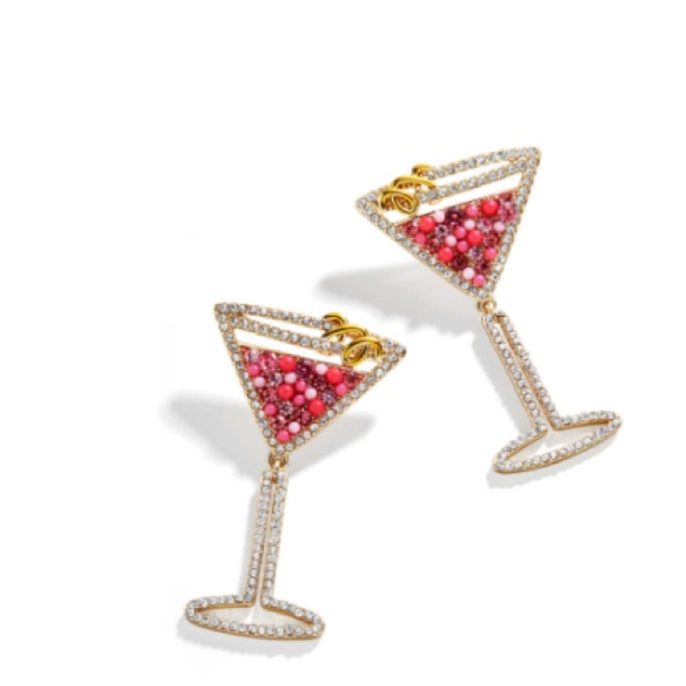 BaubleBar Splash of Cran- Tickled Pink Martini Earrings